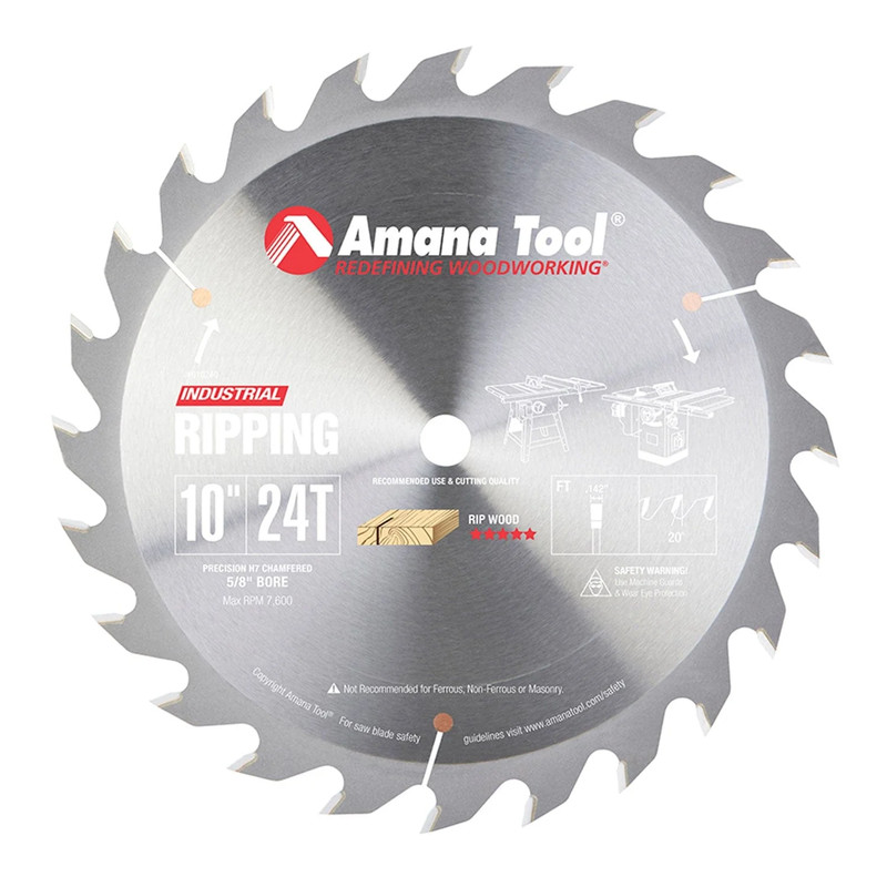 10" x 24T Ripping Blade, 20 Deg., 5/8" Bore, TCG